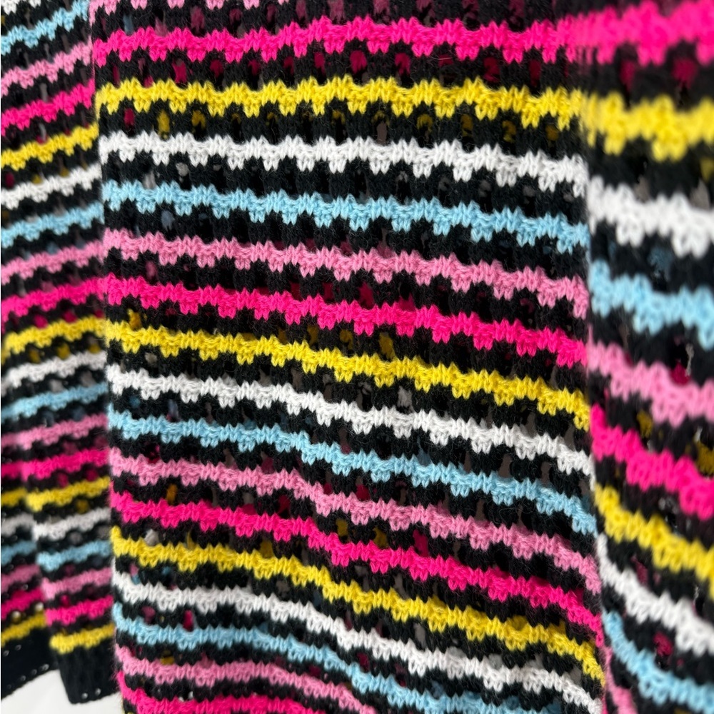 Vintage-Inspired Rainbow Crochet Knit Striped Sweater Boho Indie Color Pop Knit - Picture 2 of 15